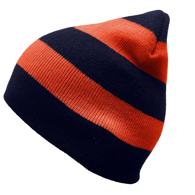 Striped Hat - Blue and Orange Blue and Orange Toddler Beanies for Boys. Blue and Orange  main image 2