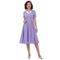thumbnail image 5 of IBTOM CASTLE Women's Vintage Dress Plaid Floral Cocktail Party Swing Dresses 1950s Retro Gown Wedding Formal A-line Midi Dresses L Purple Plaid, 5 of 8