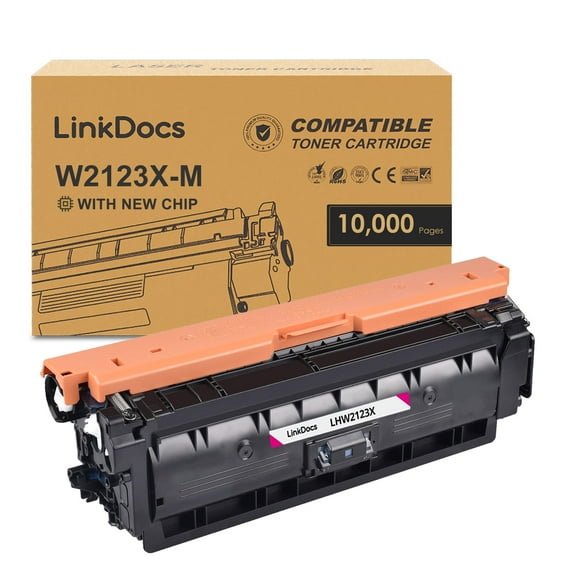 LinkDocs 212X Magenta Toner Cartridge (with New Chip) Compatible for HP 212X M W2123X used with HP Color Enterprise M554dn M555dn M555x MFP M578dn M578f M578z Flow MFP M578c Printer