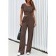 thumbnail image 3 of Conjunto de 2 piezas para mujer PRETTYGARDEN tejido acanalado color café L - M, 3 of 8