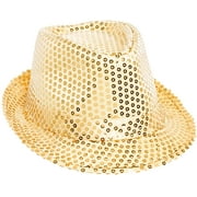 AK TRADING CO. Fashionable Unisex Sequined Fedora Hat - Gold