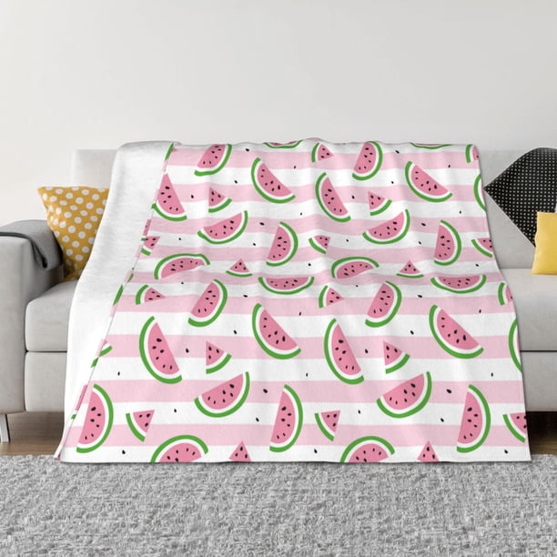 Fotbe Watermelon Manta de Franela con Estampado, Manta Ultrasuave para Cama, Sofá, Auto, Hipoalergénica y Antibolitas-80"x60"