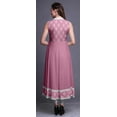 thumbnail image 4 of Bimba Light Pink Block Anarkali Dress Mandarin Collar Sleeveless Kurtis for Women Print Maxi Dress Small, 4 of 6