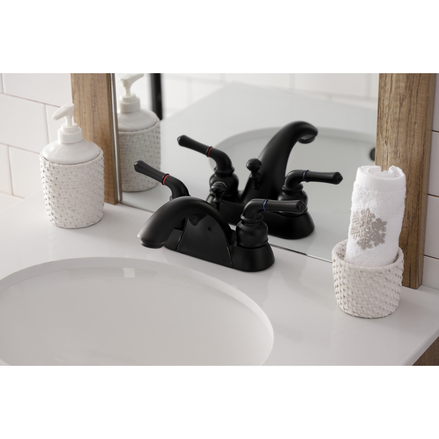 Kingston Brass KB2620B Naples 4 in. Centerset Bathroom Faucet, Matte Black