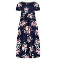 thumbnail image 3 of CHUANK Robes d'Été pour Femmes Grande Taille Femmes Décontracté Col Rond Été Manches Courtes Imprimé Ample Poche Longue Robe, 3 of 4