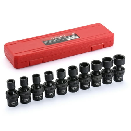 

CASOMAN 10 PCS 3/8 Drive Shallow Universal Impact Socket Set 6 Point CR-MO Metric 10-19mm