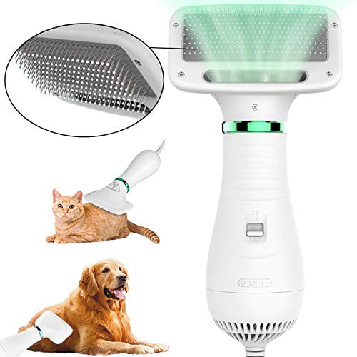 AMOWON 2 in 1 Pet Grooming Dryer Cat Comb Brush Tool Cleaning Pet Brush Heater Adjustable Speed and Temperature Air Force Dryer for Dogs Cats Small Animals Home Care Dryer