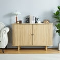 thumbnail image 3 of Wirrytor Buffet Storage Cabinet, Sideboard Cabinet with 2 Doors and Adjustable Shelve, Credenza Cabinet with Stripping Decorated Design for Living Room, Dining Room, Bedroom  (Natural), 3 of 8