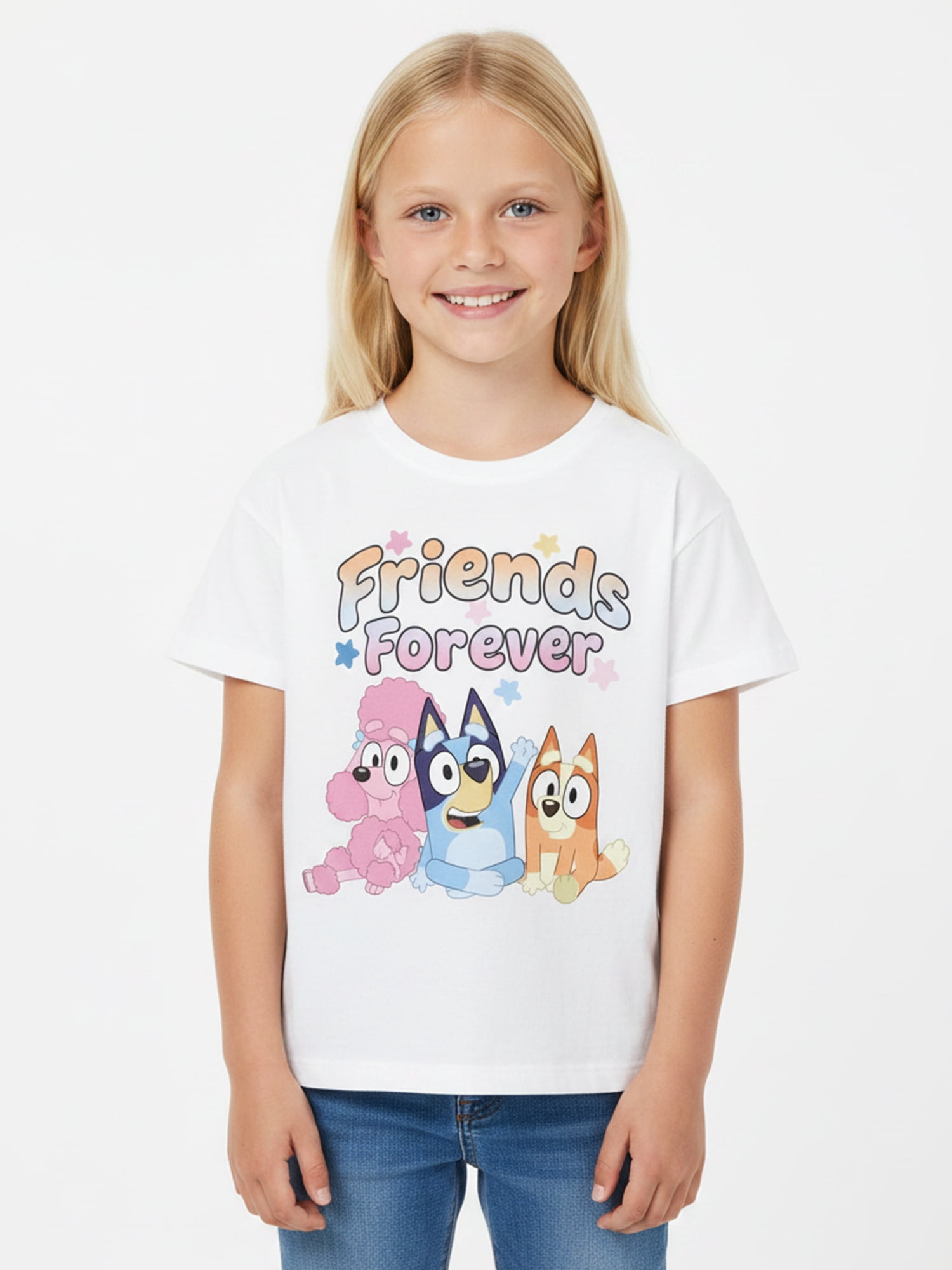 Bluey Girls' Graphic Tee with Short Sleeves, Sizes 4-16