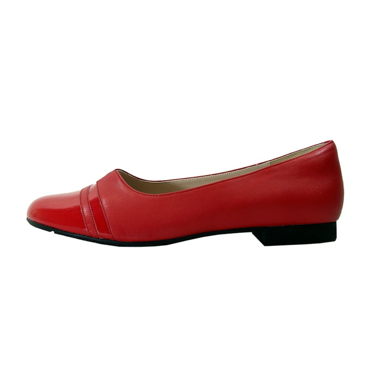 Red wide store width flats