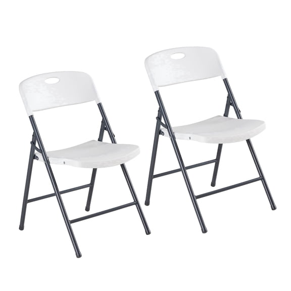 2 Pack Folding Chairs with Ergonomic Back, Heavy Duty Plastic Stackable Portable Folding Chairs, Weight Capacity 330 Lbs, For Home, Office, Events, White
