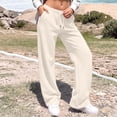 thumbnail image 6 of ZHYou No Boundarie Casual Sweatpants for Women Flared Solid Color Drawstring Baggy Fit Loungewear & Outdoor Trousers with Pockets,Khaki,Size 2XL, 6 of 8