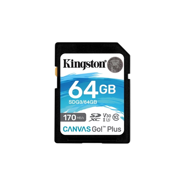 Tarjeta SDXC Kingston Canvas Go Plus de 64 GB UHS-I C10 U3 V30