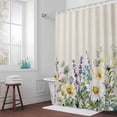 thumbnail image 5 of Spring Flowers Daisy Fabric Shower Curtain Watercolor Floral Leaves Washable Shower Curtains for Bathroom, Waterproof Bath Curtain with Hooks Home Decor 72x72in, 5 of 8
