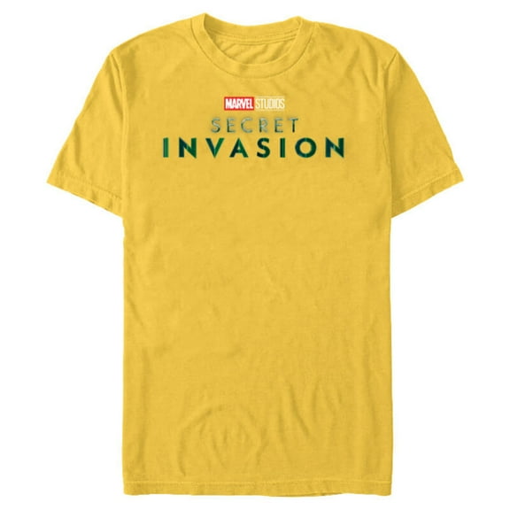 Marvel Studios Secret Invasion Series Title Logo Disney  - Short Sleeve Blended T-Shirt for Adults - Customized-Yellow