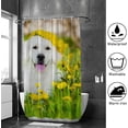 thumbnail image 4 of Coolnut Shower Curtain Set with Hooks Golden Retriever Dog Wear Flower Crown Polyester Waterproof Bath Curtain 66" x 72", 4 of 6