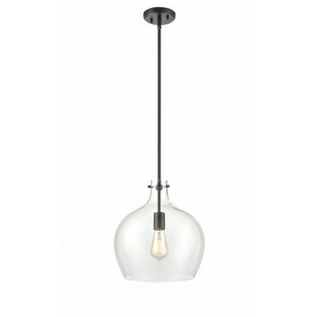 Millennium Lighting 50 Metal 1 Light Pendant Fixture with Clear Glass Shade Matte Black Matte N/A