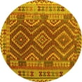 thumbnail image 1 of Ahgly Company Machine Washable Indoor Round Oriental Yellow Traditional Area Rugs, 4' Round, 1 of 4