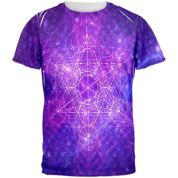 Sacred Geometry Metatron Cube Map of Creation All Over Mens T Shirt