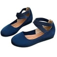 thumbnail image 3 of Itsun Womens Dress Shoes,Women's Comfortable Fashion Elastic Ankle Straps Flats Shoes Blue US Size 7.5, 3 of 5