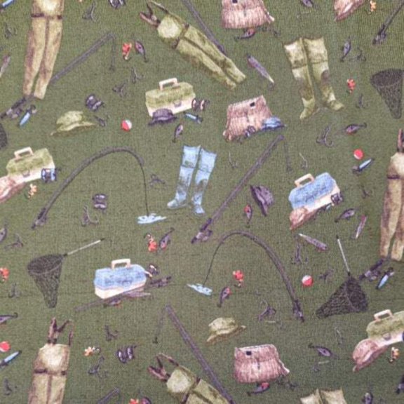 Handmade Sheets or Pillow Cover Fishing Green