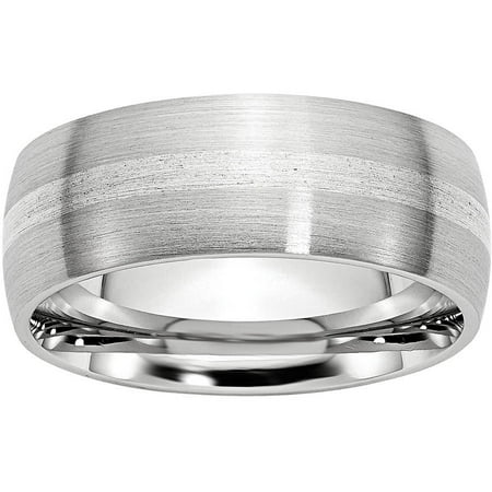 Primal Steel Cobalt Sterling Silver Inlay Satin 8mm Band