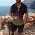thumbnail image 2 of Traje deportivo de manga corta con cremallera y estampado de pintura informal para hombre Pompotops oipoqjl51490, 2 of 5