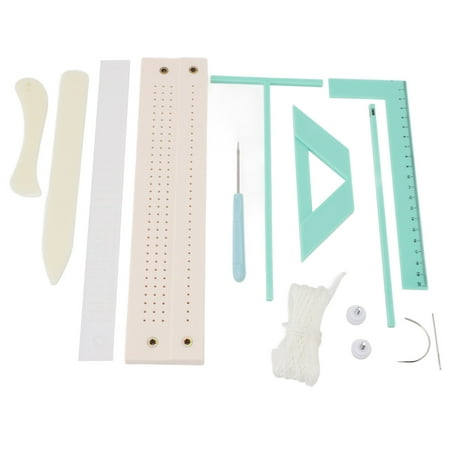 Xirurus Book Binding Punch Guide Set, DIY Diary Album Cover Making Kit with Positioning Ruler, Punching Needle, and Sewing Accessories for Craft Projects, 14 Pieces (11.8 inches / 30 cm)