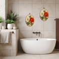 thumbnail image 6 of Canvas Wall Art Boho Brown Green Orange Peony Floral Vintage Flowers Red Flower White Oval Framed Canvas Prints Vintage Wall Hanging Decor for Home Decorations 8.6"x11.4", 6 of 7