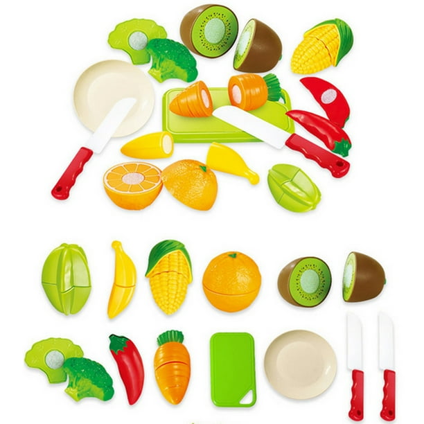 Set of 12Pcs Plastic Fruit Vegetable Kitchen Cutting Toy Early Development and Education Toy for
