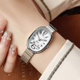thumbnail image 2 of Elegant Vintage Oval Timepiece Stainless Steel Build Soft Leather Band For Daily Wear Gradient silver, 2 of 4