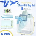 thumbnail image 5 of Sekonow 6 Pack Clear Gift Bags with Handles, 7.9x7.1x3.9in with Tissue Paper, Ribbon, Cards, Small Reusable Bachelorette Party Favor Goodie Bags for Wedding Birthday, Blue, 5 of 7