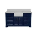 thumbnail image 3 of Zelda 60" Single Farmhouse Bathroom Vanity with Royal Blue Cabinet and Quartz Top, 3 of 7