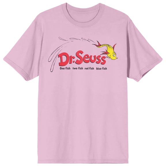 Dr. Seuss Jumping Fish Adult Cradle Pink Crew Neck Short Sleeve T-shirt-Medium