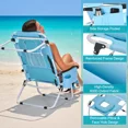 thumbnail image 5 of SLSY Portable Beach Chair for Adults,Outdoor Camping Chair Lay Flat Folding Backpack Beach Reclining Chair with 5 Positions,Headrest,Cup Holder,Heavy Ocean Striped, 5 of 9