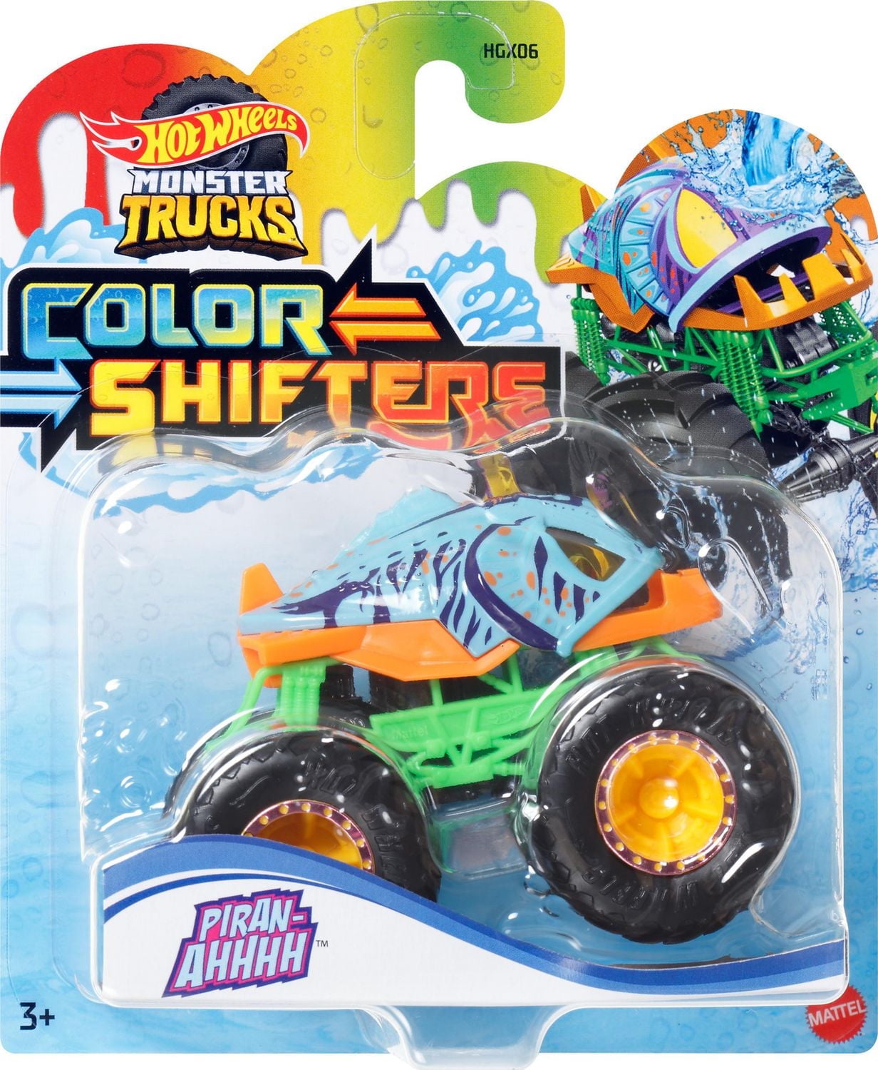 Hot Wheels Monster Trucks Piran-ahhh! 1:64 Color Shifters For Kids Ages 3+ Years