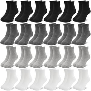 Elutong Kids Crew Socks, 24-Pack Multi-Color