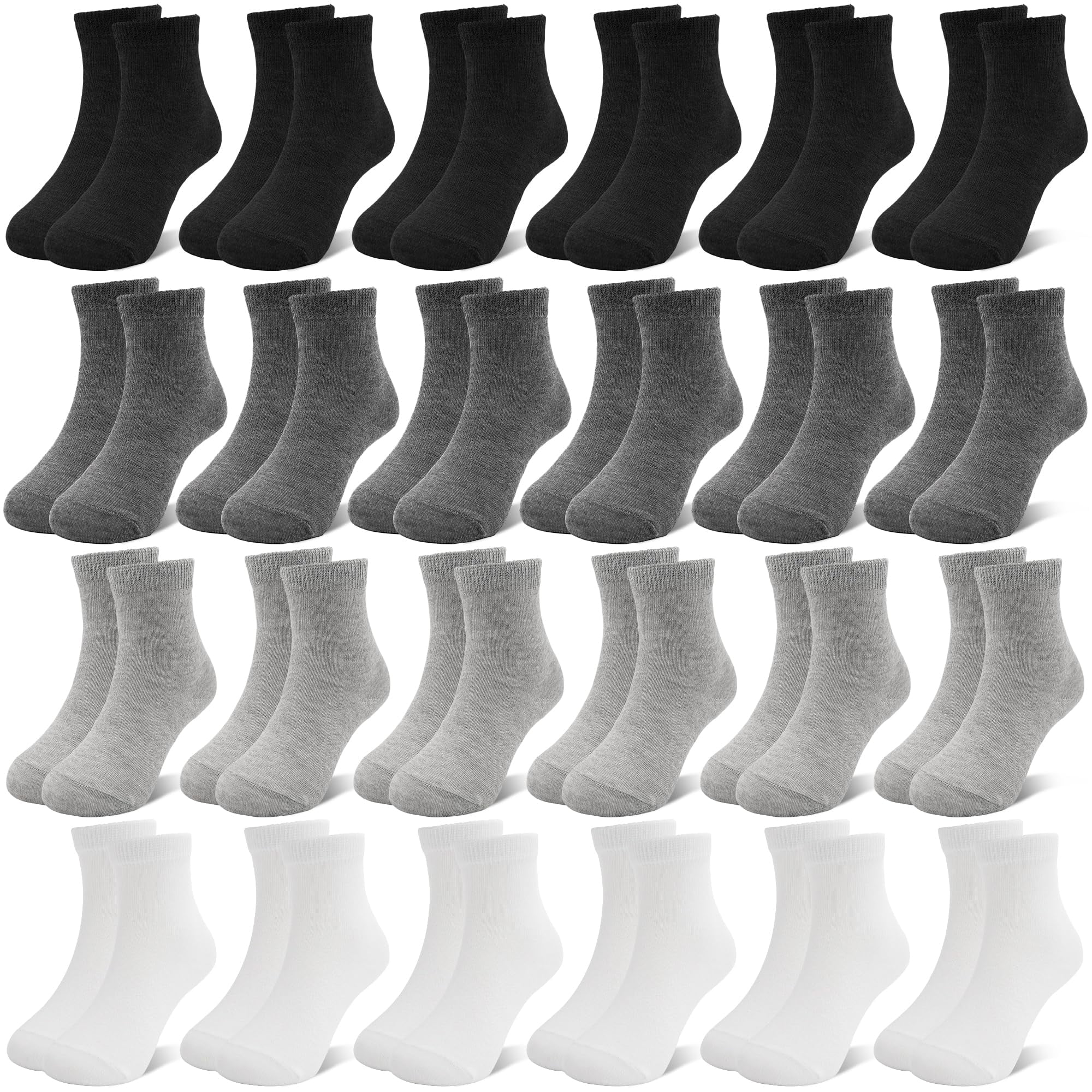 Elutong 24 Pairs Kids Socks Boys Girls Socks, Crew Athletic Socks Mid Cut Casual Socks for Kids 1-14 Years