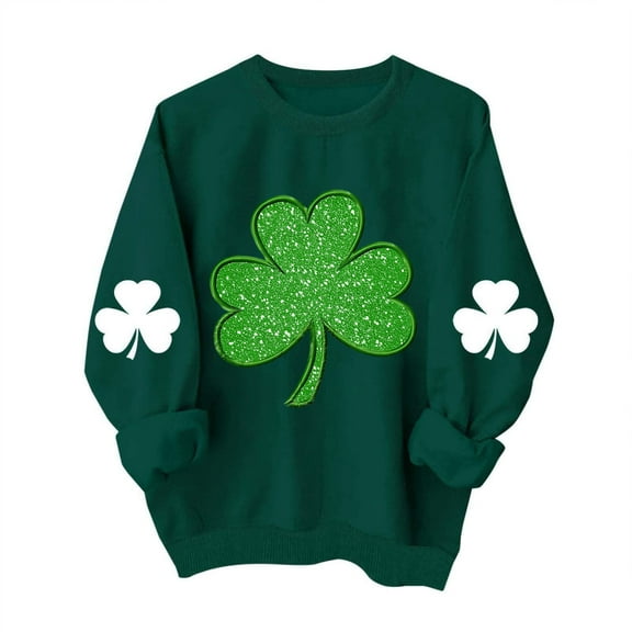Clothing! Yajing Sweatshirt for Women St Patricks Day Shirt Women Lucky Shamrock St Patrick Sweatshirts Crewneck Oversized Long Sleeve Shirts L Green