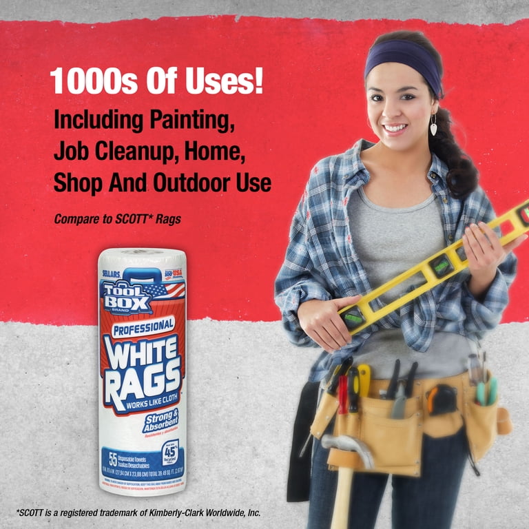 ToolBox® Professional White Rags: Multi-Surface Cleaning