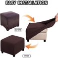 thumbnail image 4 of Ottoman Cover Slipcovers Square Fit Length 13"-44" Footrest, Stool Covers, Ottoman Protector Cover, Footstool Covers with Stretch Thick Checked with Elastic Bottom, Removable Washable(Chocolate,XXL(85, 4 of 7