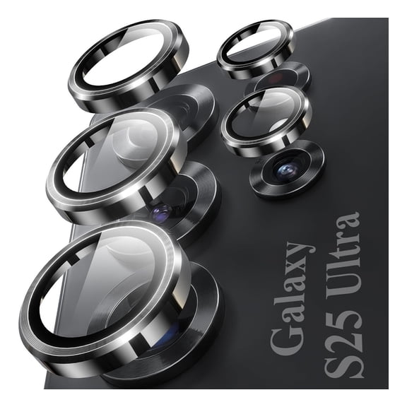 Camera Lens Protector for Samsung Galaxy S25 Ultra Individual Metal Ring Tempered Glass Camera Screen Protector Case Friendly