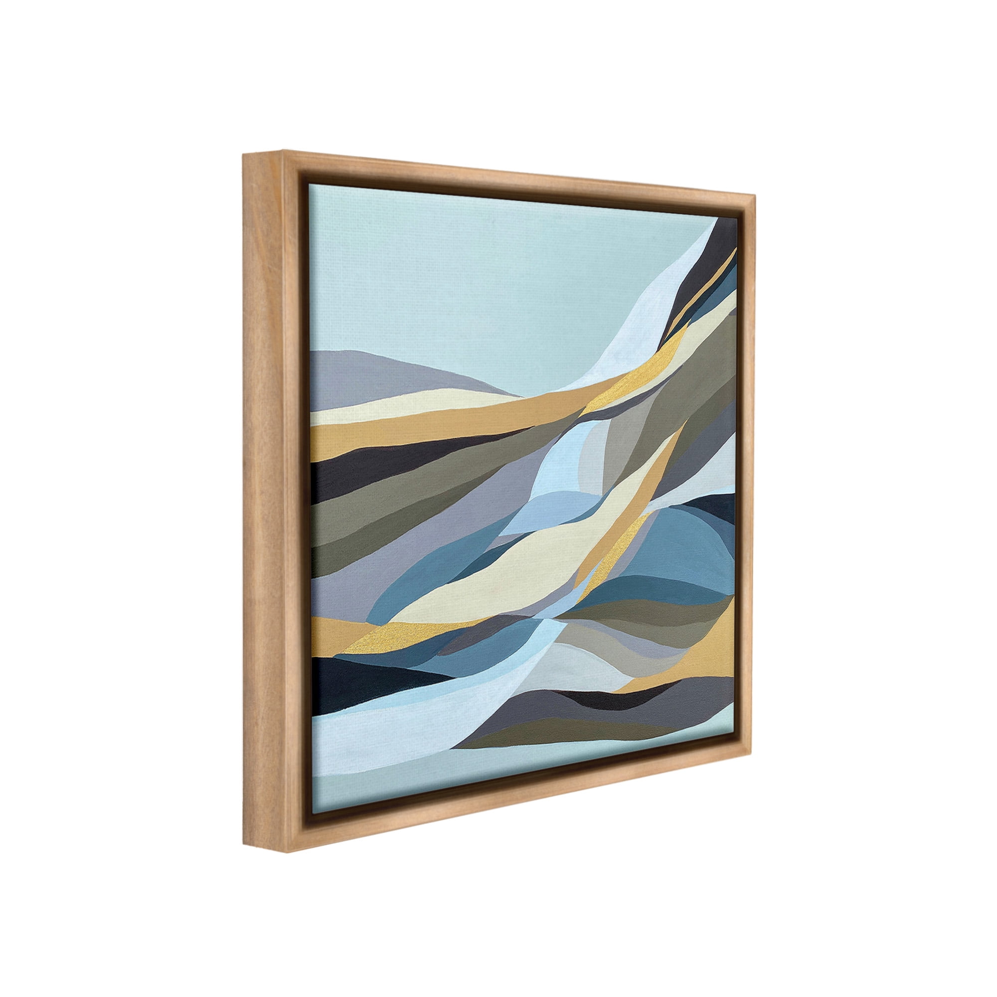 Stupell Industries Geometric Mountains Landscape Abstract Painting Brown Floater Framed Canvas Art Print Wall Art, 18 x 18