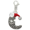 thumbnail image 2 of Delight Jewelry Silvertone Large Crescent Moon Santa Face - Silvertone Clip on Charm with Clear Crystal Drop, 2 of 4