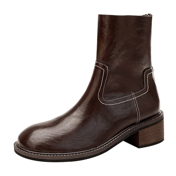 Trendy Retro Chunky Heeled Ankle Boots with Fringe Detail