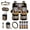 Black and Multi - Tiger Sunflower Daisy, variant on LedBack Aztec Tribal Full Seat Covers for Cars Cloth High Back Bucket Seat Covers with Steering Wheel Cover Safety Belt Pads Rearview Mirror Cover Garbage Bag Car Vent Storage Pouch