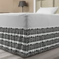 thumbnail image 1 of European Bed Skirt, Amsterdam Dutch House Buildings Graphic Nordic Retro Architecture, Elastic Bedskirt Dust Ruffle Wrap Around for Bedding Decor, 4 Sizes, Charcoal Grey and White, by Ambesonne, 1 of 2