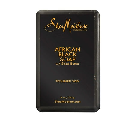 Shea Moisture Bar Soap for Troubled Skin African Black Soap Cleanser with Shea Butter, 8 oz, 6 Pack