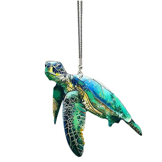 Flat Sea Turtle Mom with Baby Ornament, Cute Car Ornament, Turtle Hanging Home Ornament