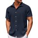 thumbnail image 2 of Men's Solid Color Button Short Sleeve Shirts Men's Casual Fashion Short Sleeve Shirts 5XL, 2 of 3